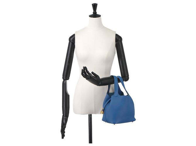 Autre Marque Borsa Piko Hermes Picotin Lock 18 PM Blu - vista 10