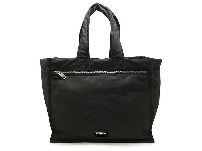 Borsa Tote Grande Burberry in Nylon Nero e Pelle - vista 2