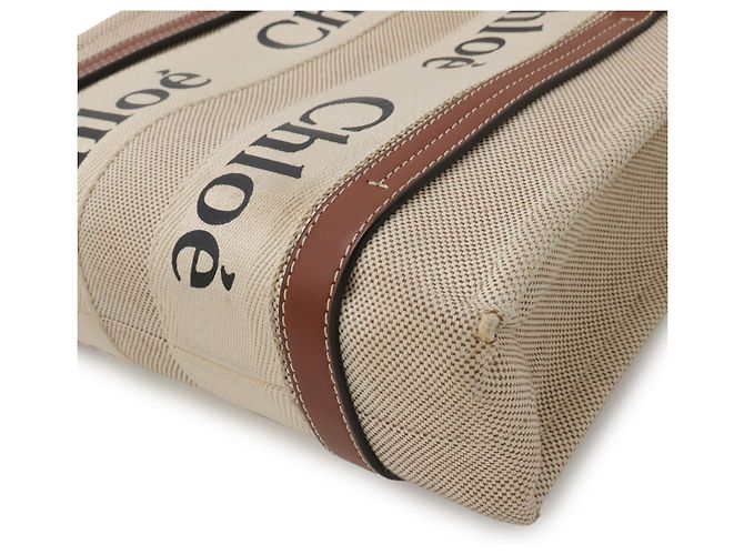 Borsa Tote Chloé Woody Small Marrone Beige - vista 4
