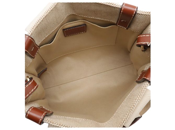 Borsa Tote Chloé Woody Small Marrone Beige - vista 8