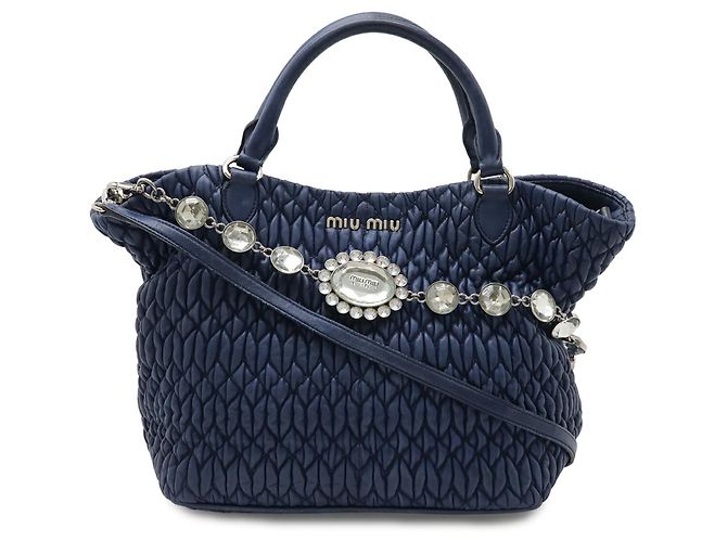 Borsa Miu Miu Matelassé Nappa Crystal Bijou Blu - vista 2