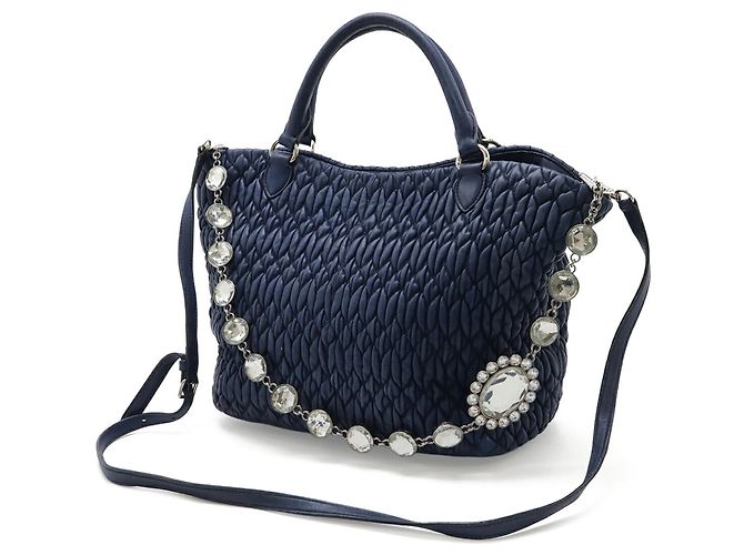 Borsa Miu Miu Matelassé Nappa Crystal Bijou Blu - vista 3