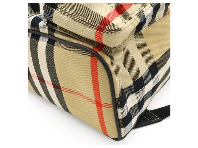 Zaino Burberry House Check in tela e pelle Rosso Beige Marrone scuro - vista 4
