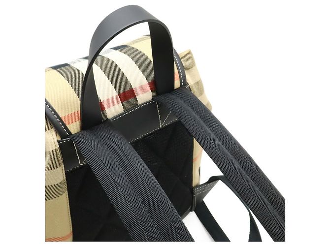 Zaino Burberry House Check in tela e pelle Rosso Beige Marrone scuro - vista 5