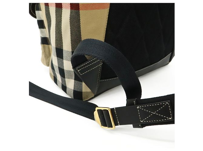 Zaino Burberry House Check in tela e pelle Rosso Beige Marrone scuro - vista 6