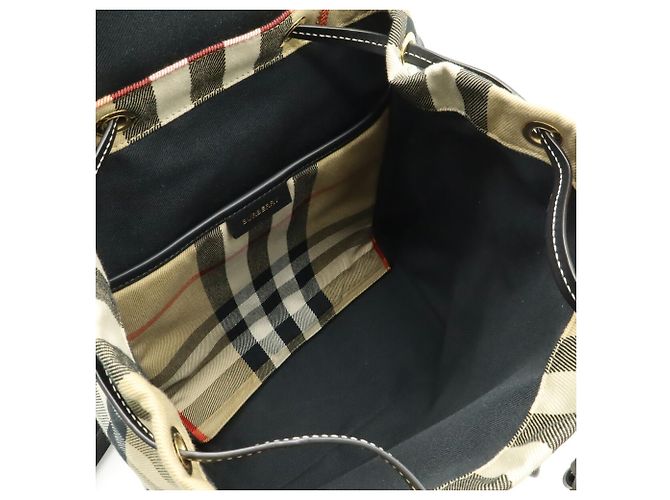 Zaino Burberry House Check in tela e pelle Rosso Beige Marrone scuro - vista 9