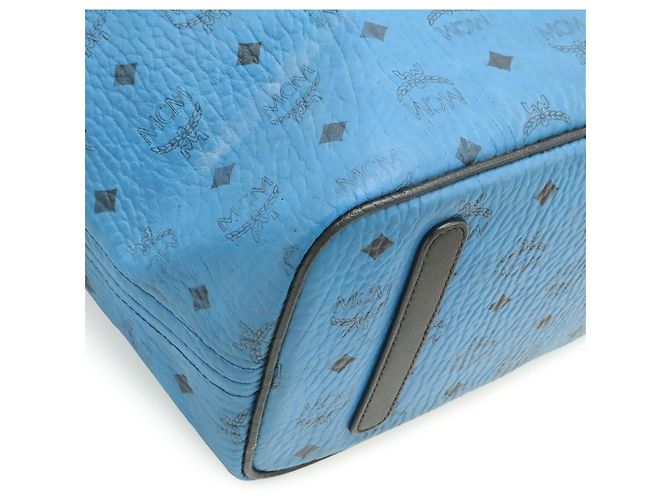 Borsa Tote MCM Visetos Glam Nero Blu - vista 4