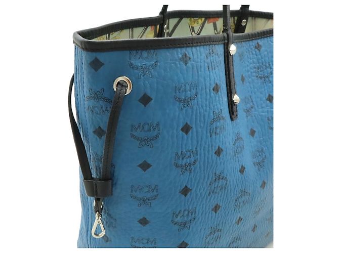 Borsa Tote MCM Visetos Glam Nero Blu - vista 7