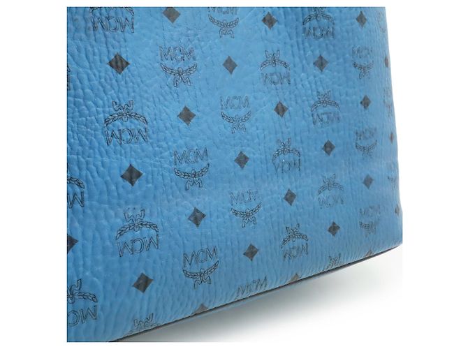 Borsa Tote MCM Visetos Glam Nero Blu - vista 8