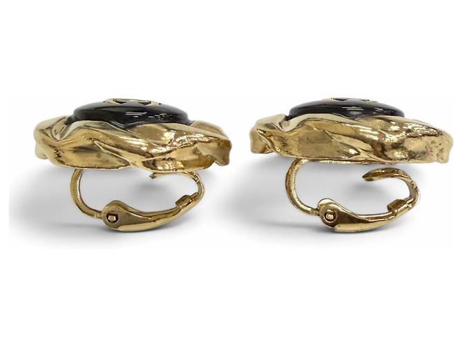 Timeless CHANEL A22A AB8733 Ohrringe mit Coco Mark Knopf-Motiv Schwarz Golden - Ansicht 3