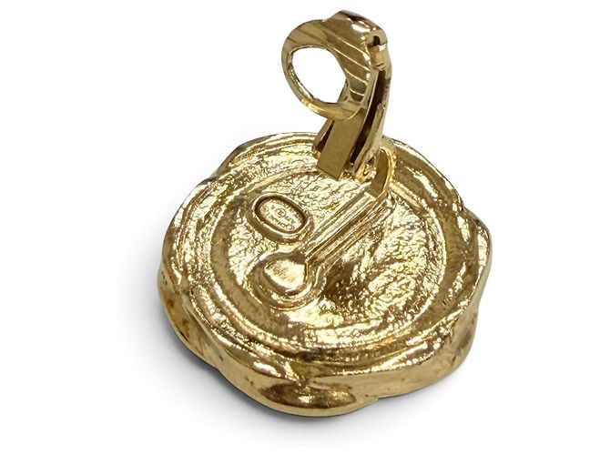 Timeless CHANEL A22A AB8733 Ohrringe mit Coco Mark Knopf-Motiv Schwarz Golden - Ansicht 4