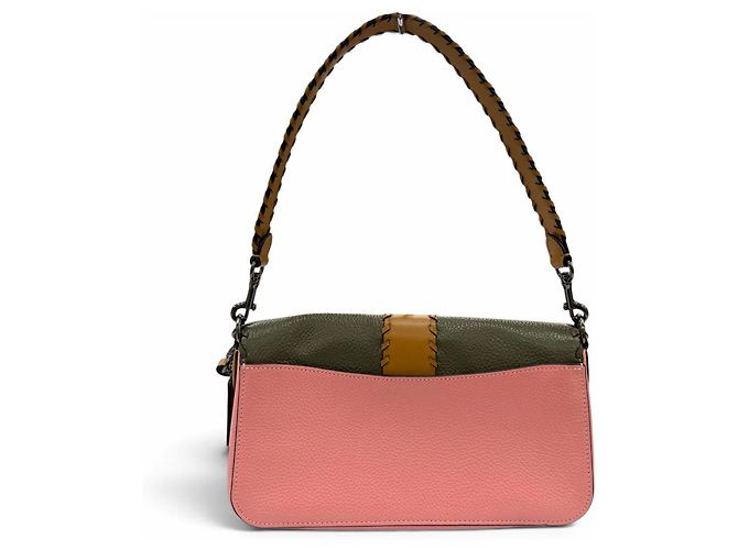 COACH C4106 Georgie 2-Way Leather Saddle Bag Braun Pink Khaki - Ansicht 3