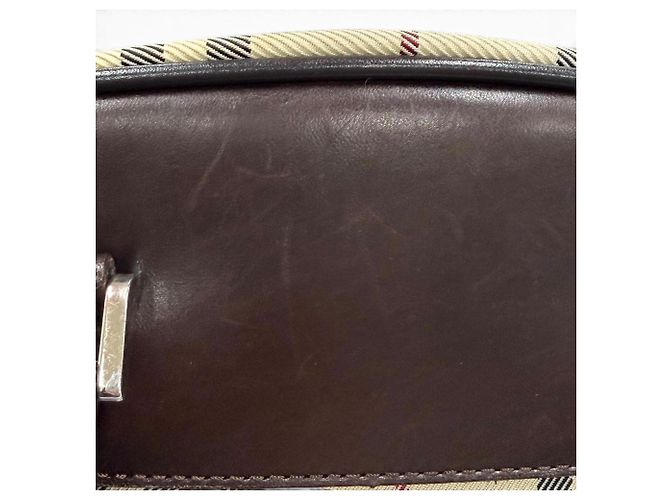 Sac Duffle en cuir BURBERRY Vintage Nova Check Marron Beige - vue 11