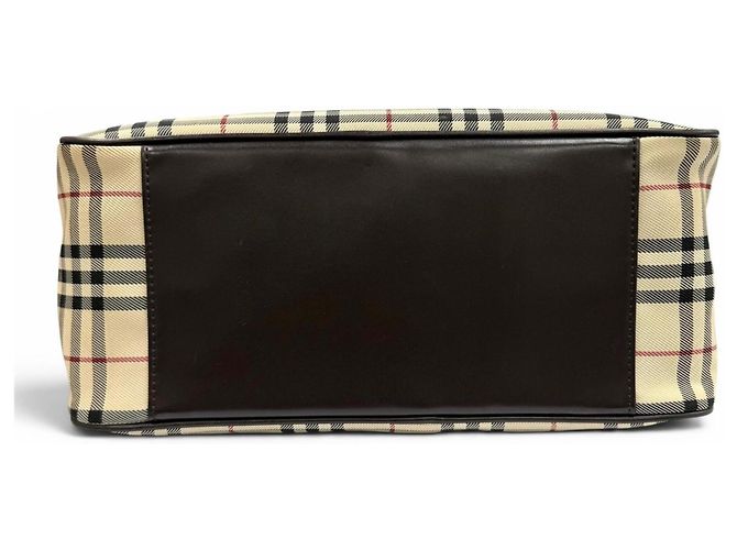 Sac Duffle en cuir BURBERRY Vintage Nova Check Marron Beige - vue 4