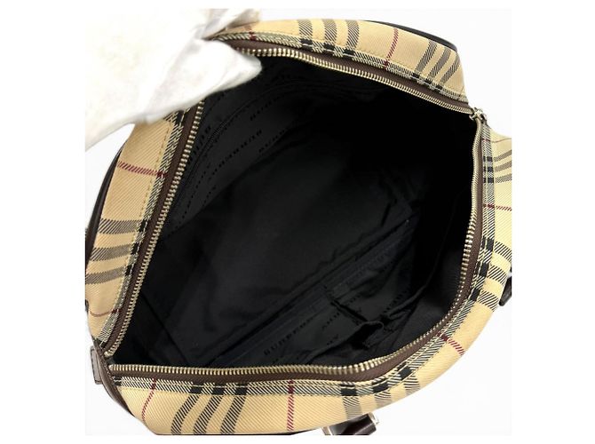 Sac Duffle en cuir BURBERRY Vintage Nova Check Marron Beige - vue 5