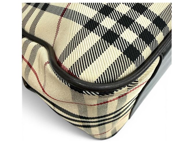 Sac Duffle en cuir BURBERRY Vintage Nova Check Marron Beige - vue 6