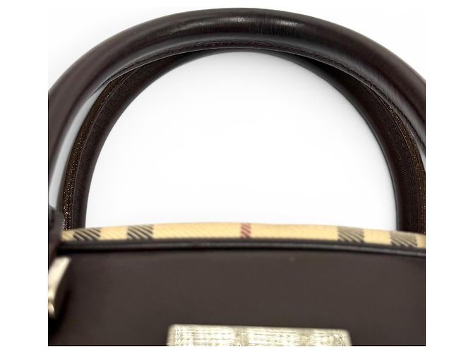 Sac Duffle en cuir BURBERRY Vintage Nova Check Marron Beige - vue 7