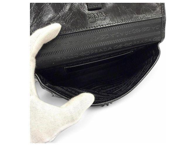 Borsa a tracolla Prada Soft Looks in pelle Nero - vista 6