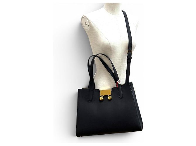 Marni Trancaloo Leder-Tote-Bag mit Logo-Hardware Schwarz - Ansicht 6