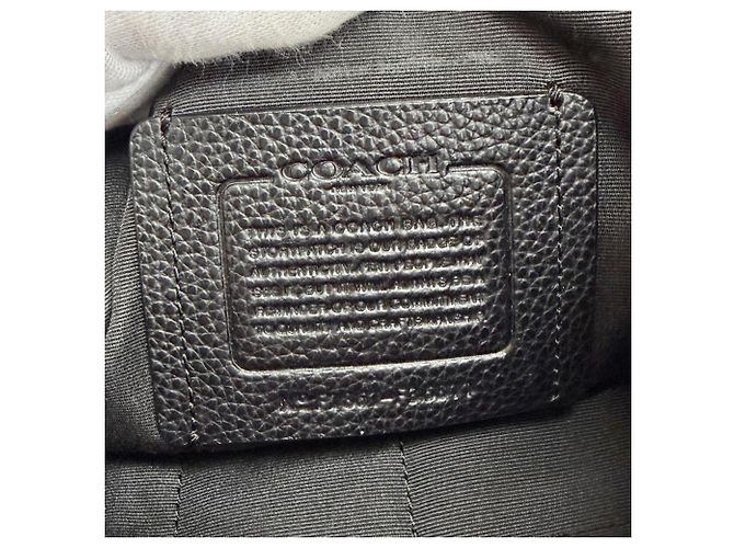 Coach Hudson Logo Leather Patch Backpack Black - view 12