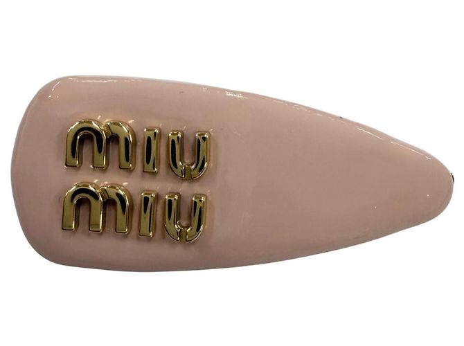 Miu Miu Leder-Haarklammer-Set Pink Bordeaux - Ansicht 4