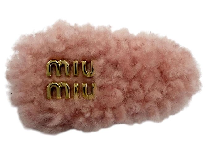Miu Miu Leder-Haarklammer-Set Pink Bordeaux - Ansicht 5