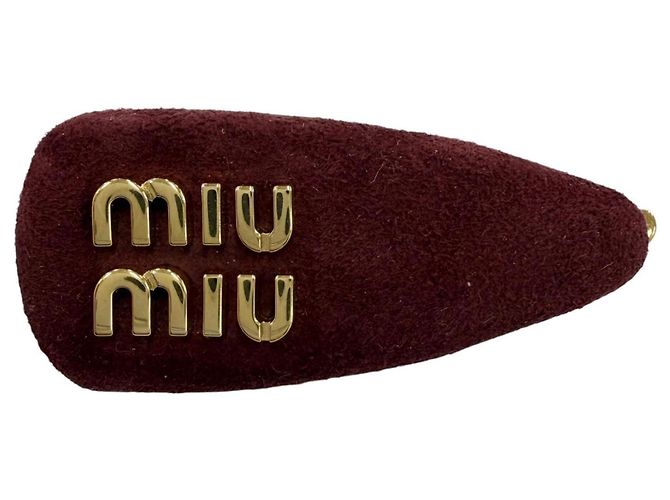 Miu Miu Leder-Haarklammer-Set Pink Bordeaux - Ansicht 6