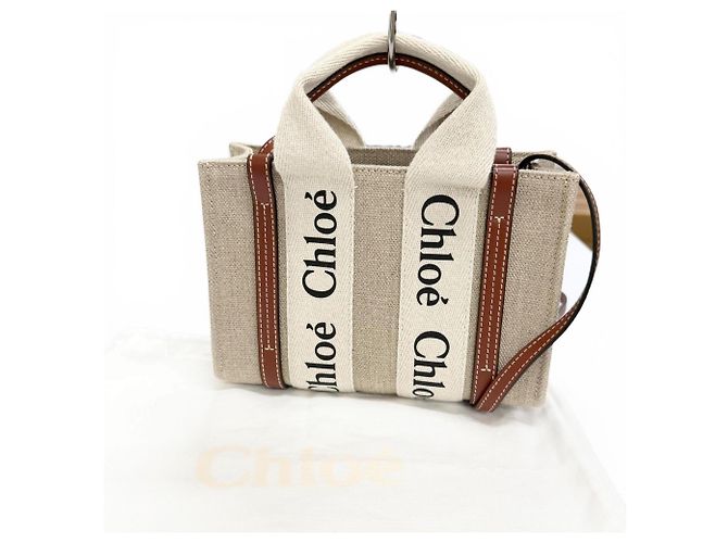 Mala Tote Mini Chloé Woody Marrom Bege - vista 2