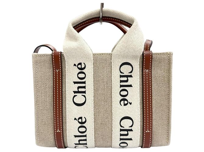 Mala Tote Mini Chloé Woody Marrom Bege - vista 4