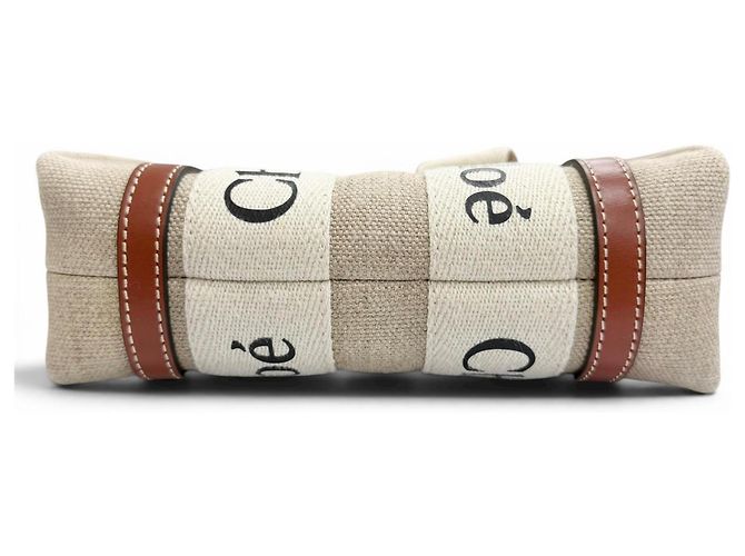 Mala Tote Mini Chloé Woody Marrom Bege - vista 6