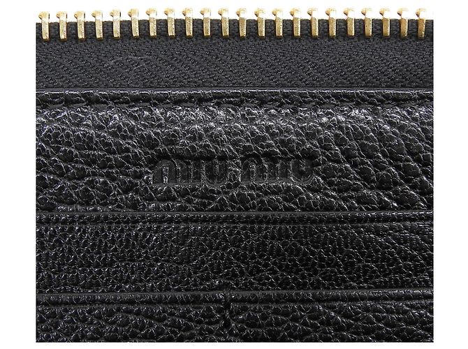 Cartera larga de cuero con cremallera redondeada Miu Miu Castaño Negro Beige - vista 10