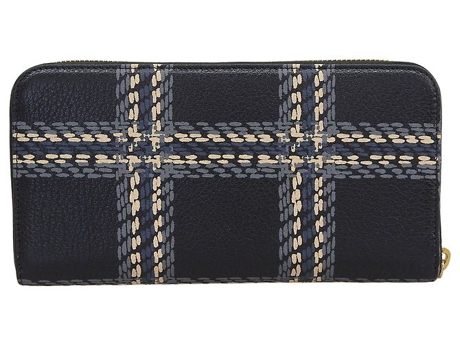 Cartera larga de cuero con cremallera redondeada Miu Miu Castaño Negro Beige - vista 3
