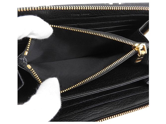 Cartera larga de cuero con cremallera redondeada Miu Miu Castaño Negro Beige - vista 7