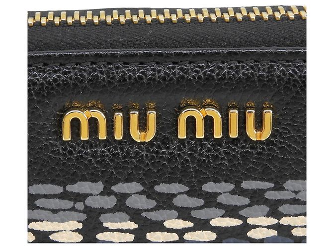 Cartera larga de cuero con cremallera redondeada Miu Miu Castaño Negro Beige - vista 8