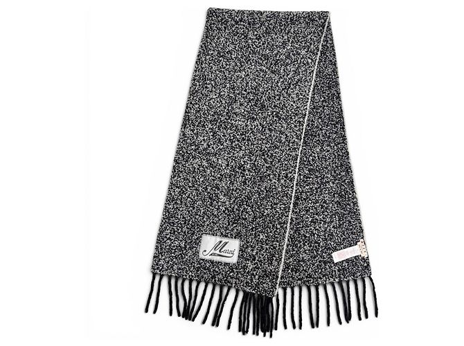 Marni langer Stola aus Alpaka-Bouclé-Gewebe mit Logo-Patch Schwarz Weiß - Ansicht 3