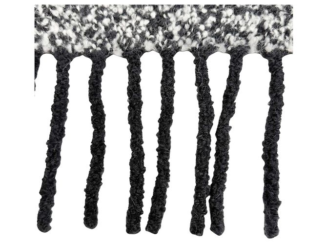 Marni langer Stola aus Alpaka-Bouclé-Gewebe mit Logo-Patch Schwarz Weiß - Ansicht 5