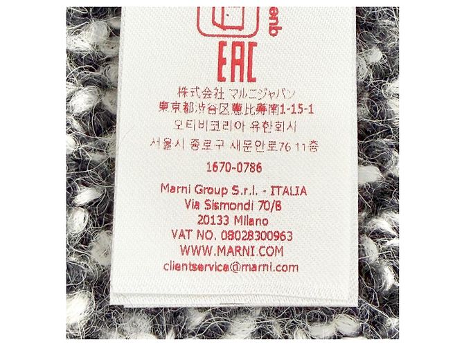 Marni langer Stola aus Alpaka-Bouclé-Gewebe mit Logo-Patch Schwarz Weiß - Ansicht 9