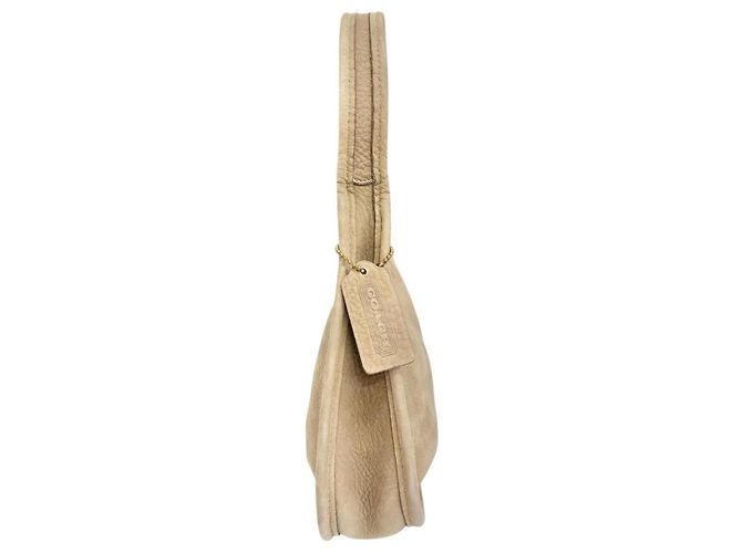 COACH Vintage 4399 Schultertasche aus Nubukleder Beige - Ansicht 3