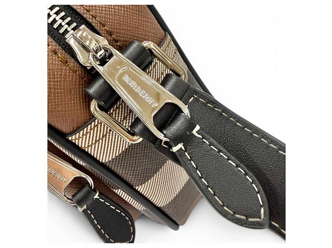 Borsa a tracolla in pelle Burberry Paddy Check Marrone - vista 11