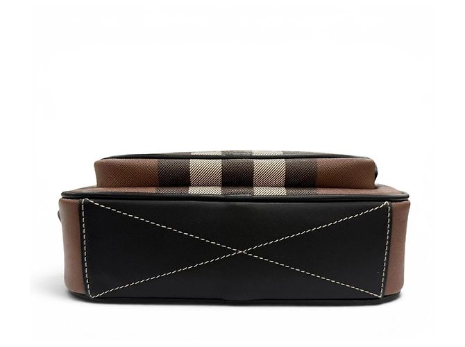 Borsa a tracolla in pelle Burberry Paddy Check Marrone - vista 5