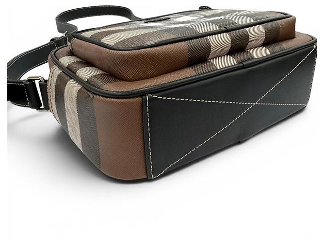 Borsa a tracolla in pelle Burberry Paddy Check Marrone - vista 6