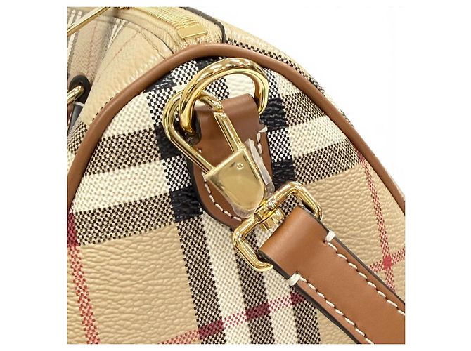 Burberry Medium Bowling Nova Check Pattern Bag Brown Beige - view 10