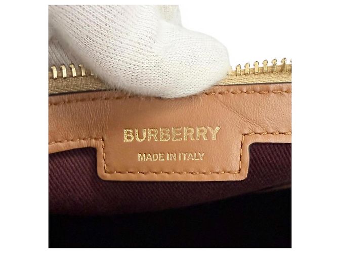 Burberry Medium Bowling Nova Check Pattern Bag Brown Beige - view 12