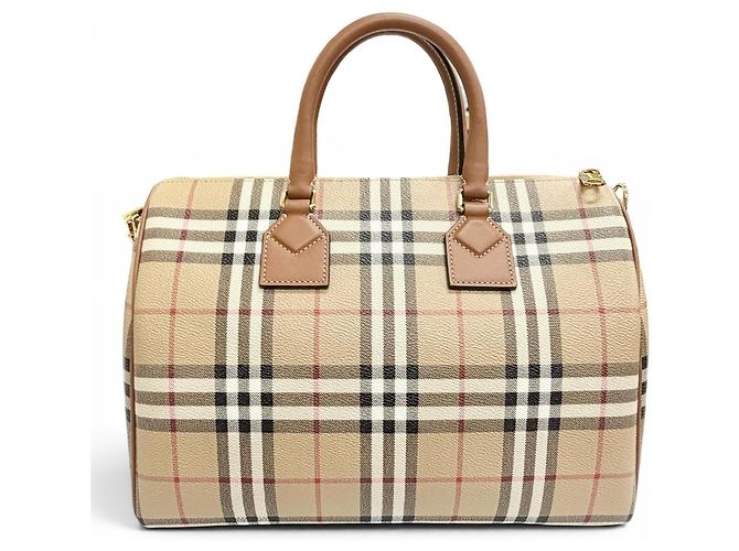 Burberry Medium Bowling Nova Check Pattern Bag Brown Beige - view 4