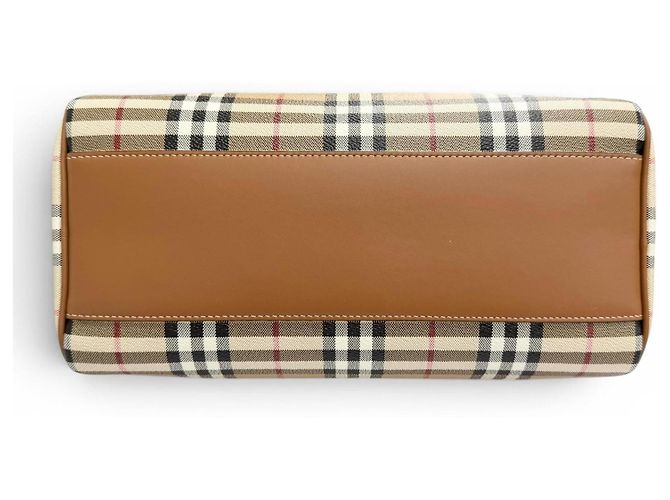 Burberry Medium Bowling Nova Check Pattern Bag Brown Beige - view 6