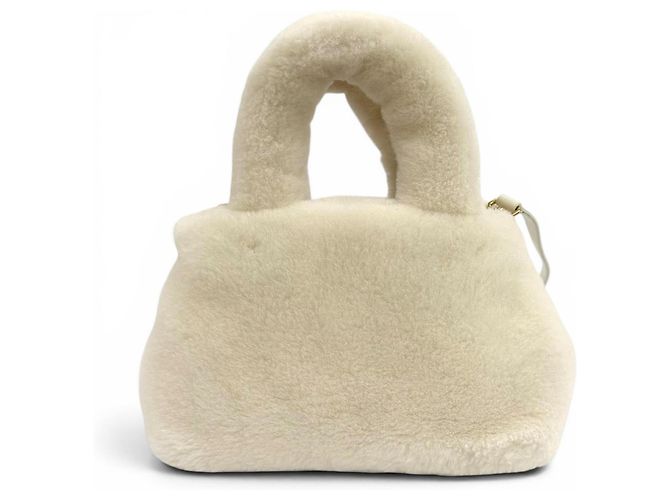 Miu Miu 2-Way Handtasche aus Schafsfell mit Logo-Plakette Weiß - Ansicht 4