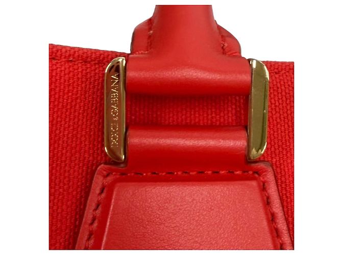 Borsa Tote Dolce & Gabbana in pelle rossa e tela Rosso - vista 10