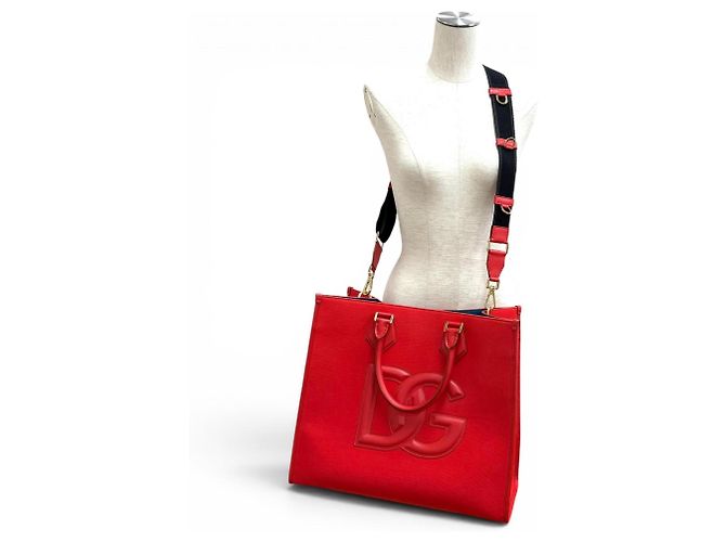 Borsa Tote Dolce & Gabbana in pelle rossa e tela Rosso - vista 2