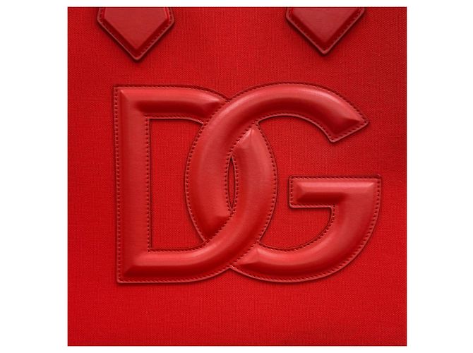 Borsa Tote Dolce & Gabbana in pelle rossa e tela Rosso - vista 9
