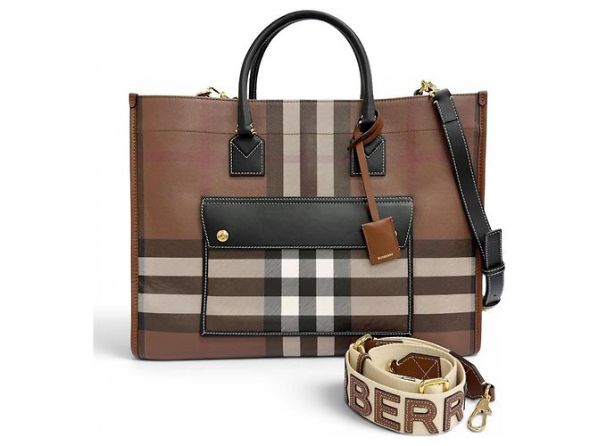 Borsa Tote Burberry Freya Medium Marrone - vista 2